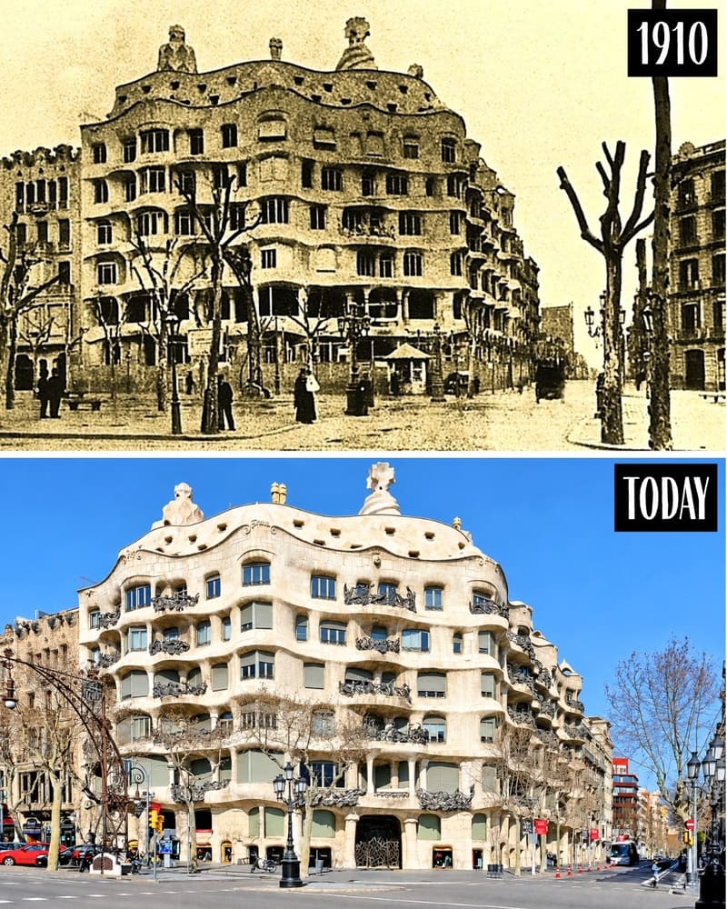 Casa Milà, La Pedrera, in 1910 and today