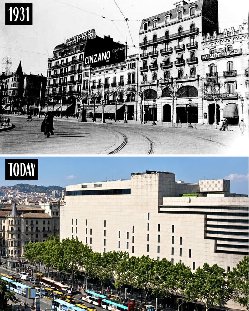 Plaça de Catalunya in 1931 and today