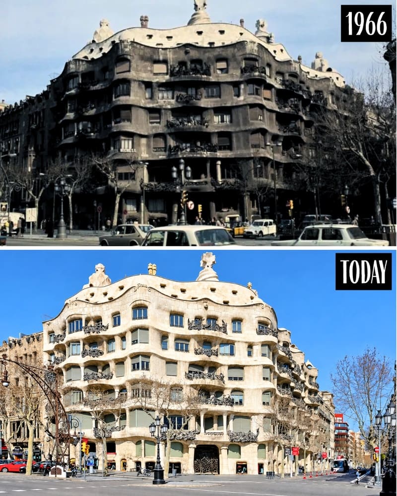 Casa Milà, La Pedrera, in 1966 and today